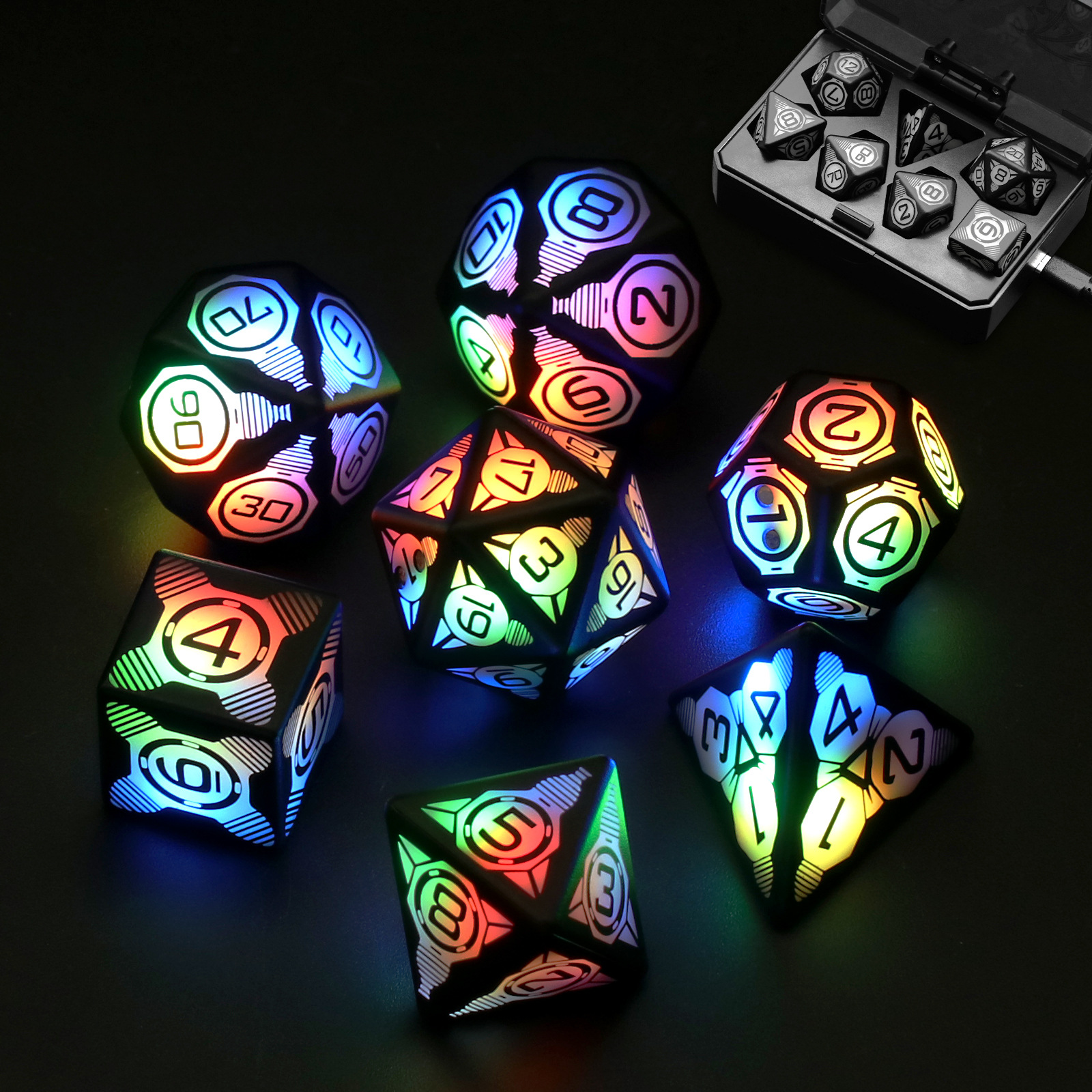 Board game cool running flash light toy rechargeable magnetic suction LED dice