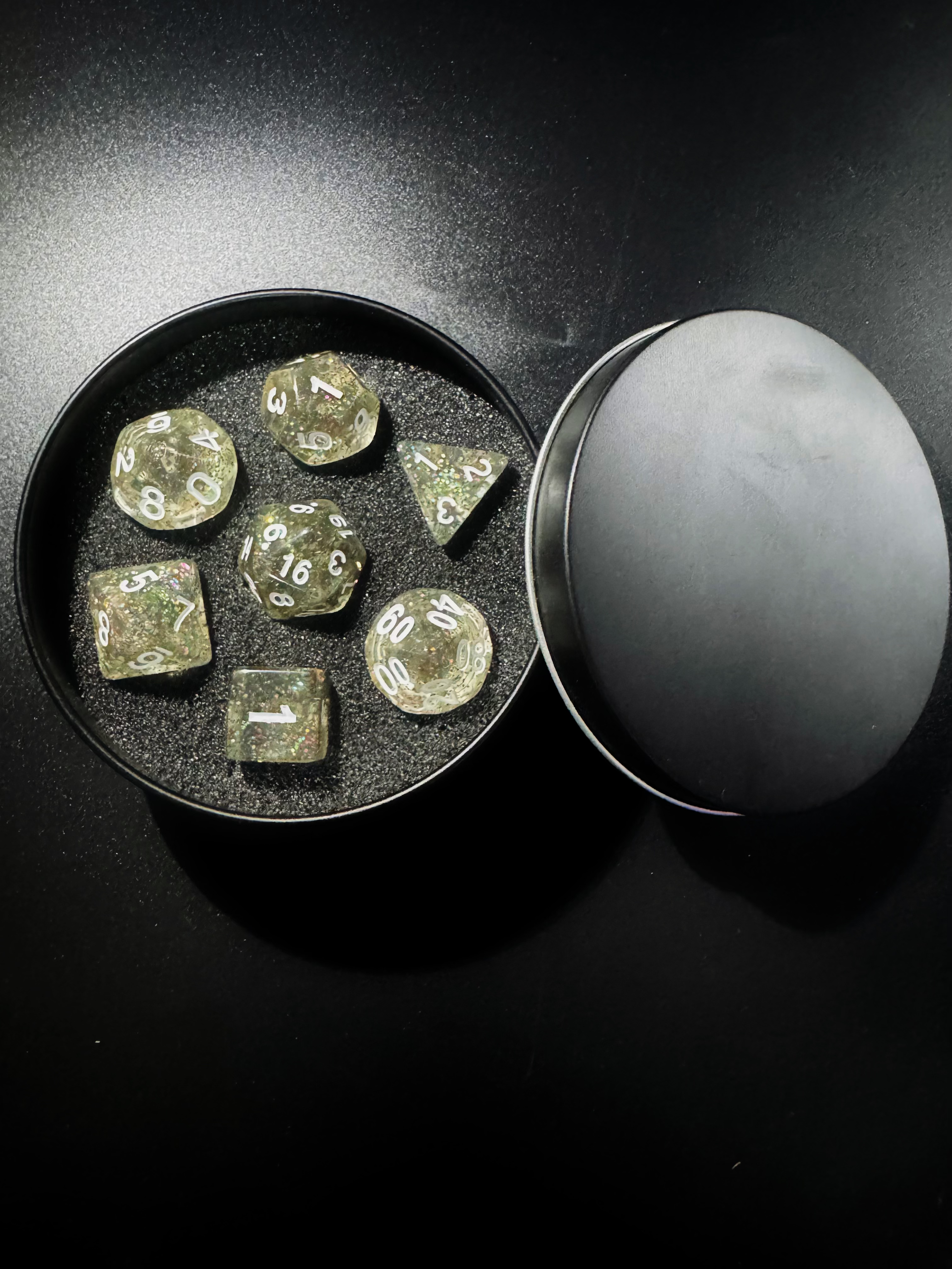 Stardust Grey Polyhedral Dice Set[With Dark Iron Gift Box]