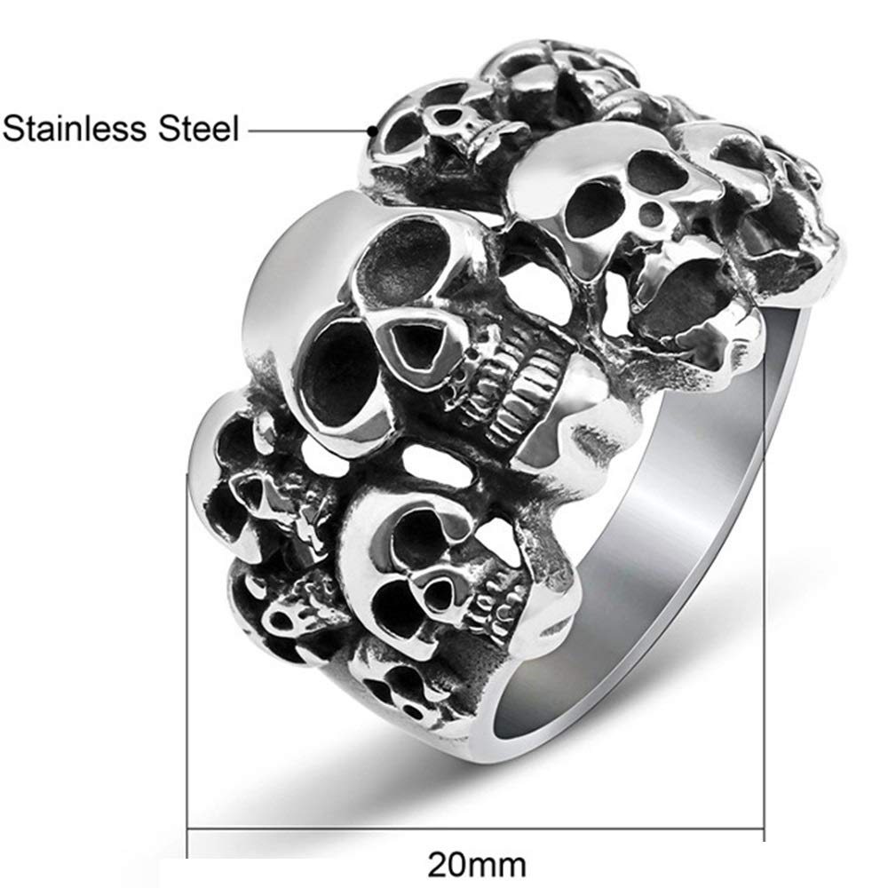 Stainless Steel Gothic Skull Vintage Antique Style Biker Cocktail Party Ring