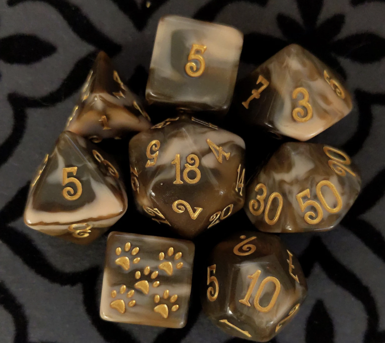 Coffee chocolate candy themed dice set