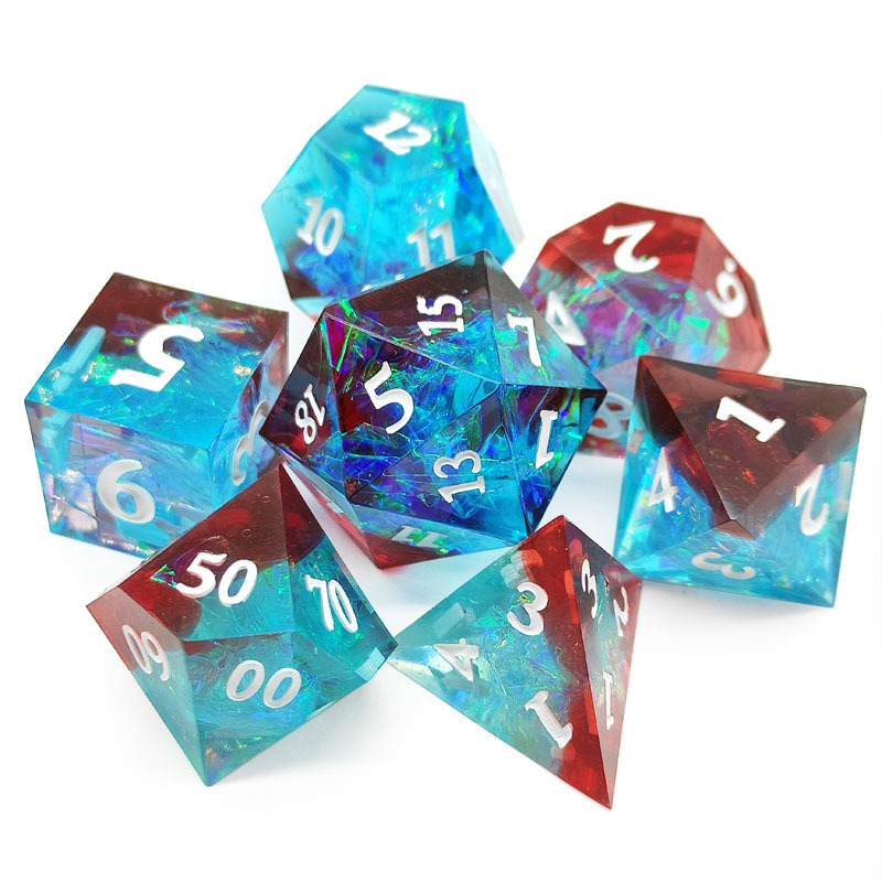 STARSEEKER RED & BLUE SHARP EDGE RESIN DICE SET
