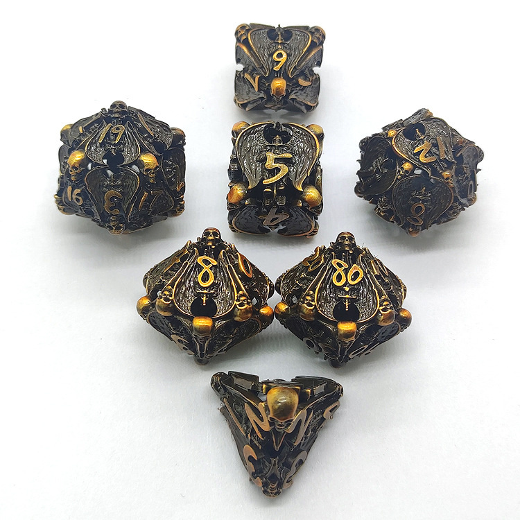 7pcs Pure Copper Hollow Metal Dice Set Dnd Dice Rpg Mtg Polyhedral Dice Set