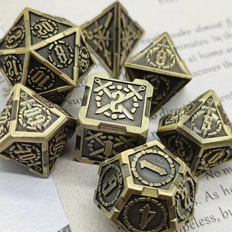 Fighter Bloodthirsty Metal Polyhedral 7 Dice Set