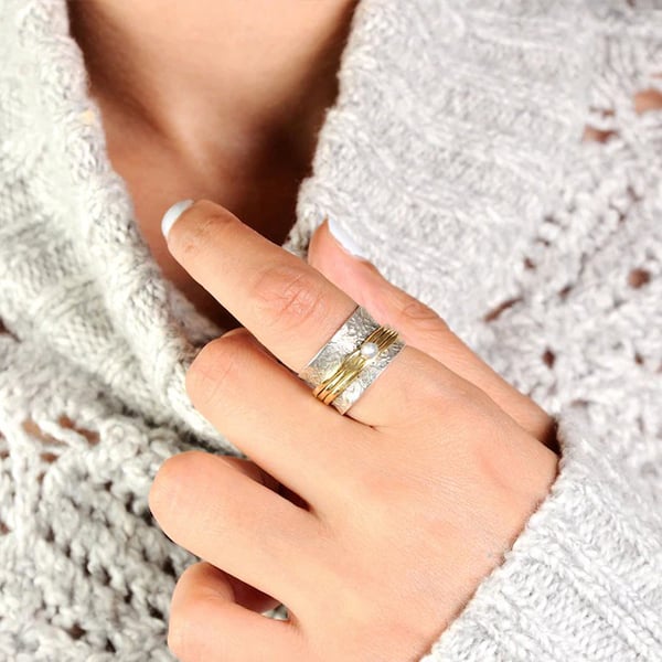Sterling Silver Moonstone Meditation Ring