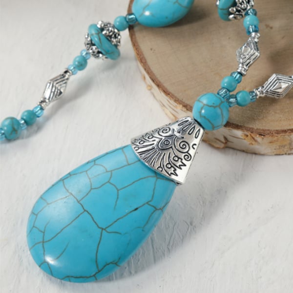 Large teardrop turquoise necklace