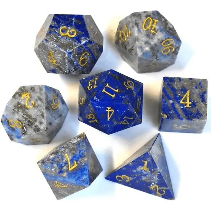 Full Set Natural Lapis Lazuli DnD Dice Set |Gemstone Dice Set|