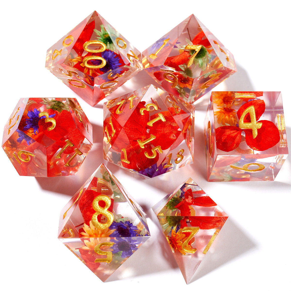 Flower Pointed Resin Dice Set