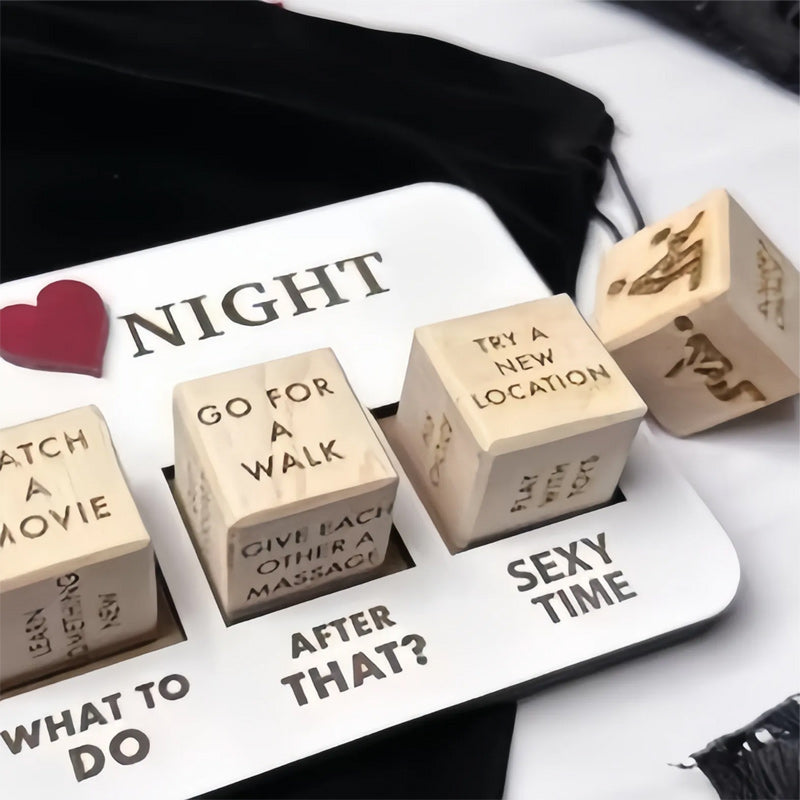 Wooden Date Night Dice Naughty Couple Dice Game for Him Funny Portable Couple Dice Kit