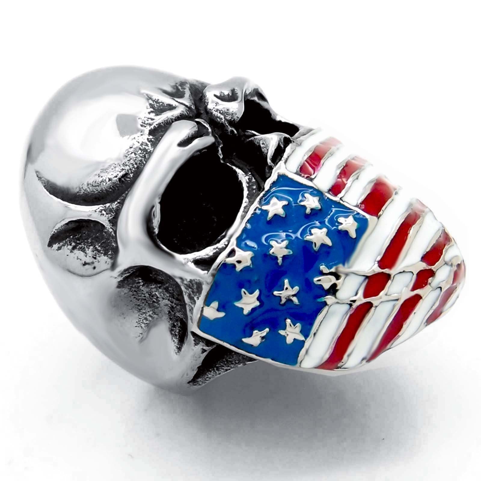 American Flag Mask Skull Biker Ring