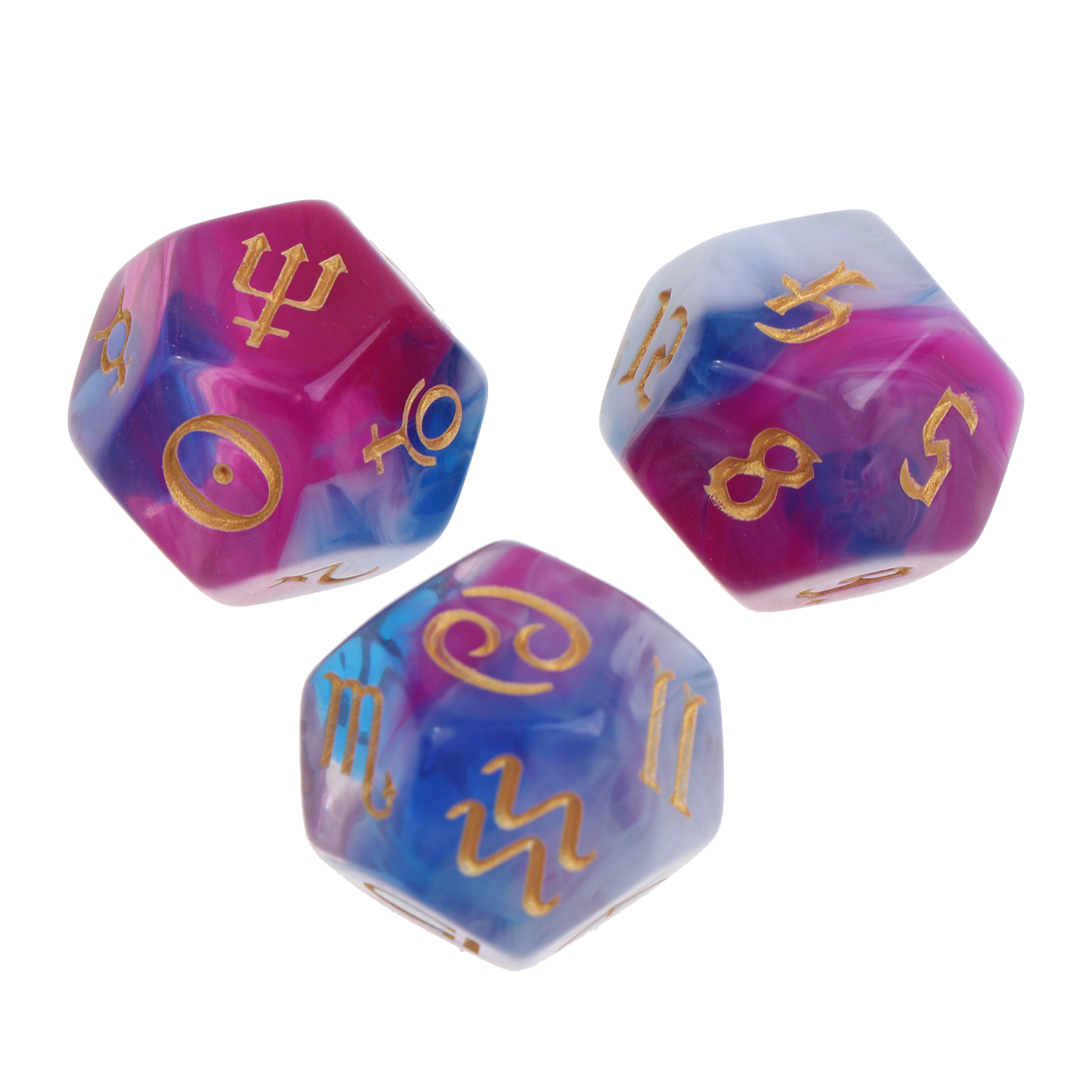 3Pcs  12-Sided Rune Dice Love Destiny Dice for Divination Astrology Tarot Cards