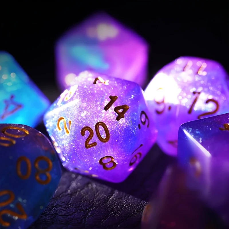 Pink And Blue Star Galaxy Dice Set