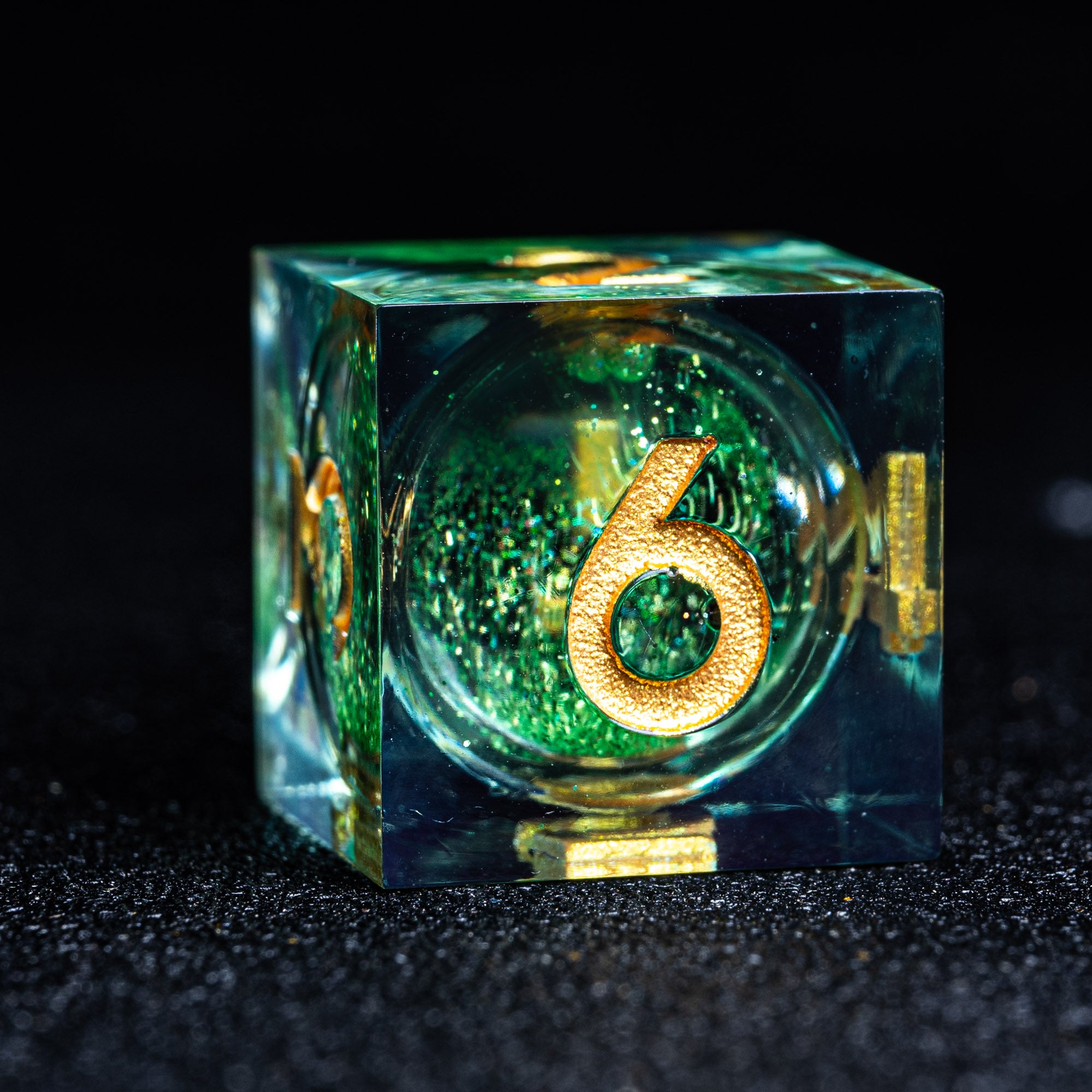 Liquid Heart Resin Engraved Dice Set