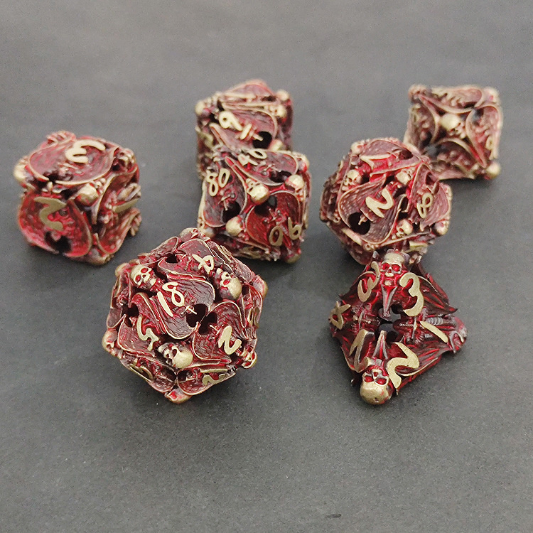 7pcs Pure Copper Hollow Metal Dice Set Dnd Dice Rpg Mtg Polyhedral Dice Set