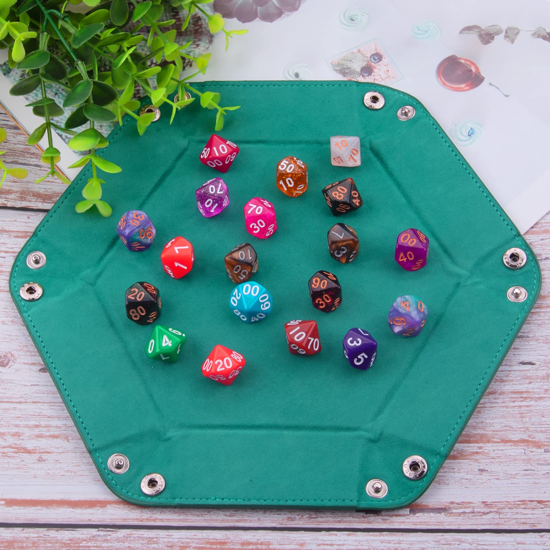 Dice Tray Set Foldable Dice Trays Hexagon Dice Rolling Tray