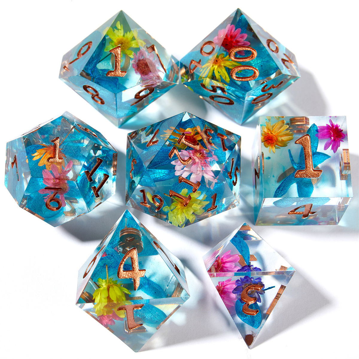 Flower Pointed Resin Dice Set
