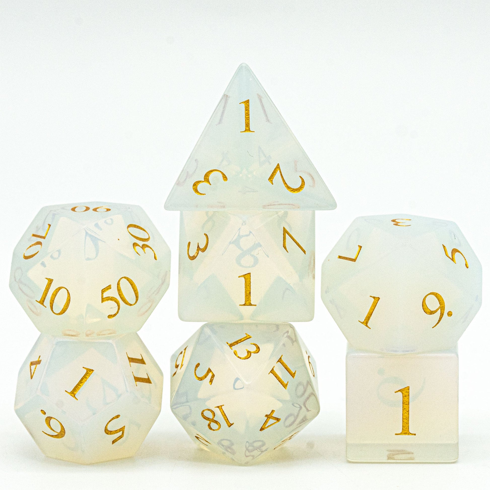 Opalite Polyhedral Dice Set, RPG Game Crystal Stone Dice