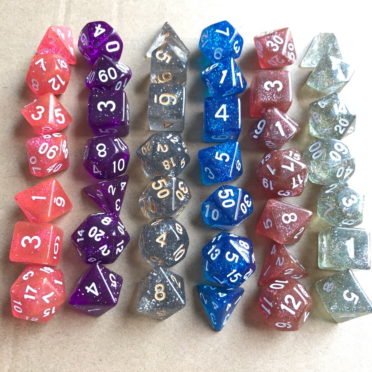 7pcs/Set Classic Shimmering Glitter Dice Set