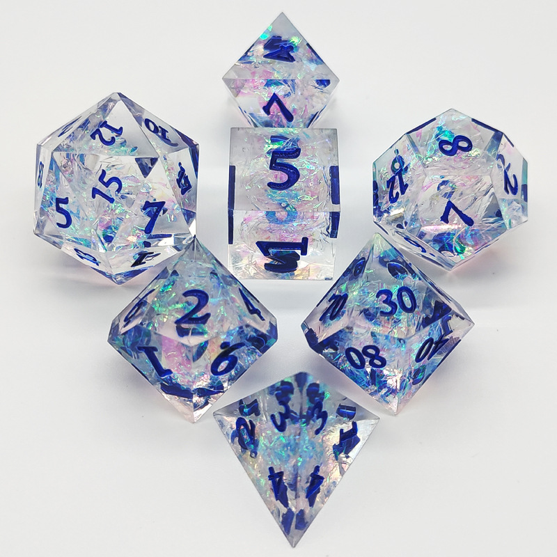 STARSEEKER CRYSTALLINE WHITE SHARP EDGE RESIN DICE SET