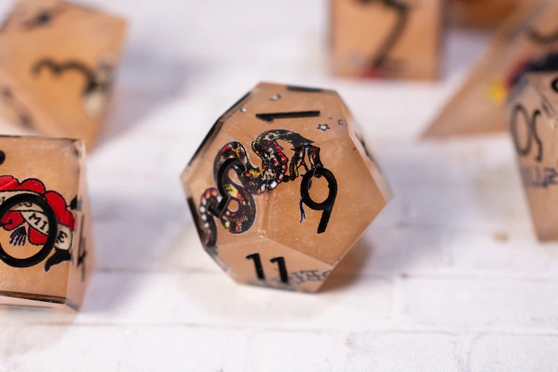 Tattoo Art Style Dice Set