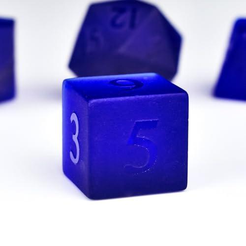 Blue Sandblasted Gemstone Dice