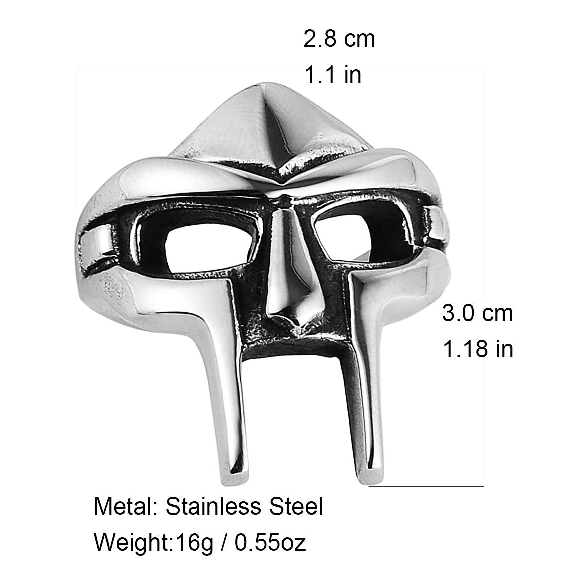Stainless Steel Ring Spartan Mask Helmet Nordic Pagan Viking Rings