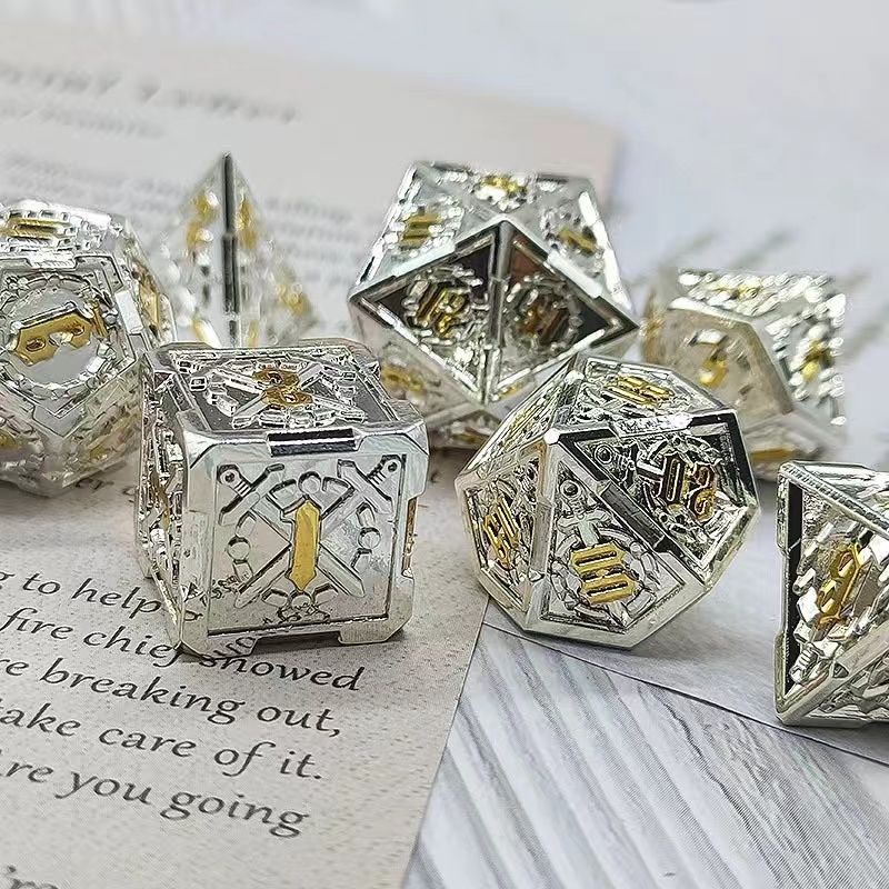Fighter Bloodthirsty Metal Polyhedral 7 Dice Set