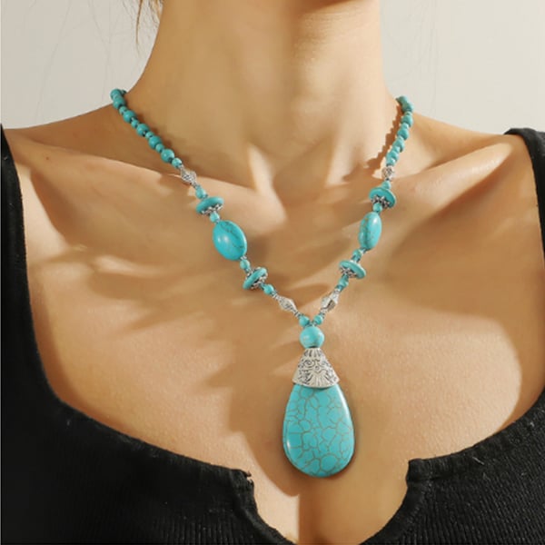 Large teardrop turquoise necklace