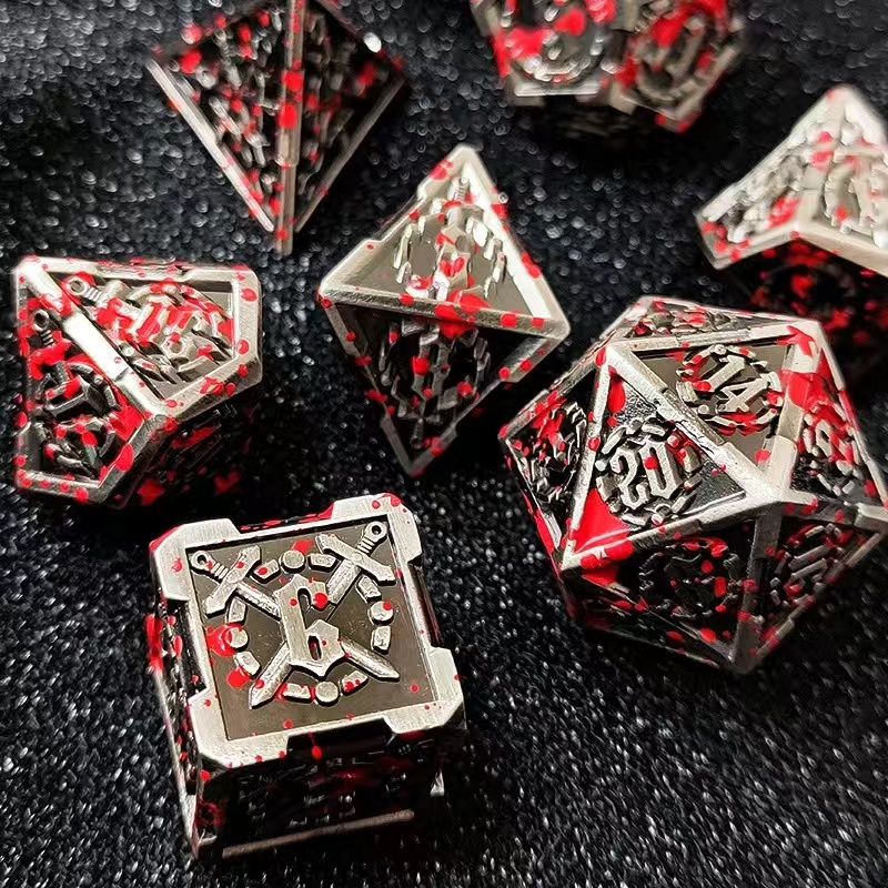 Fighter Bloodthirsty Metal Polyhedral 7 Dice Set