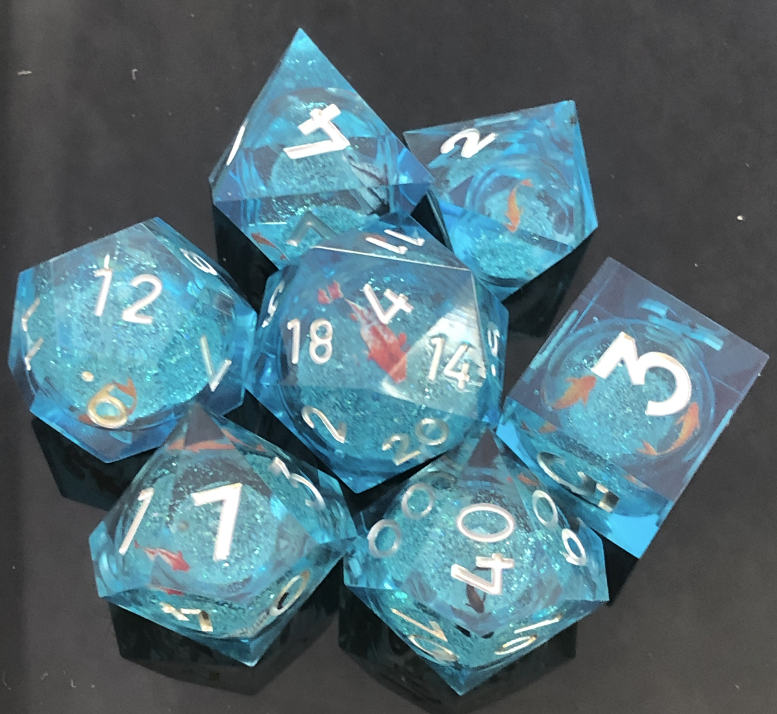 Goldfish Resin Quicksand Dice Liquid Core