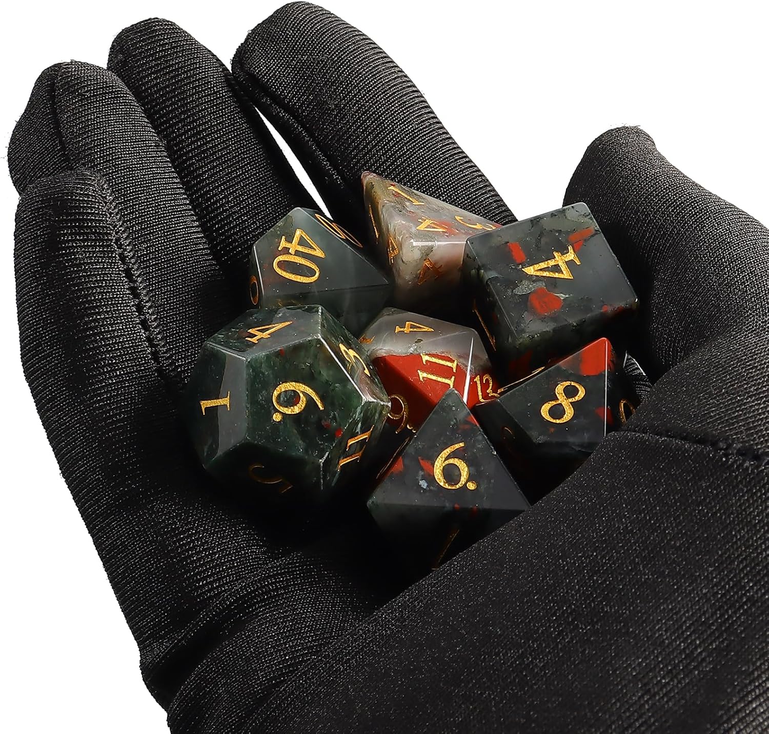 7 Pieces Bloodstone DND Dice Natural Gemstone Dice Set