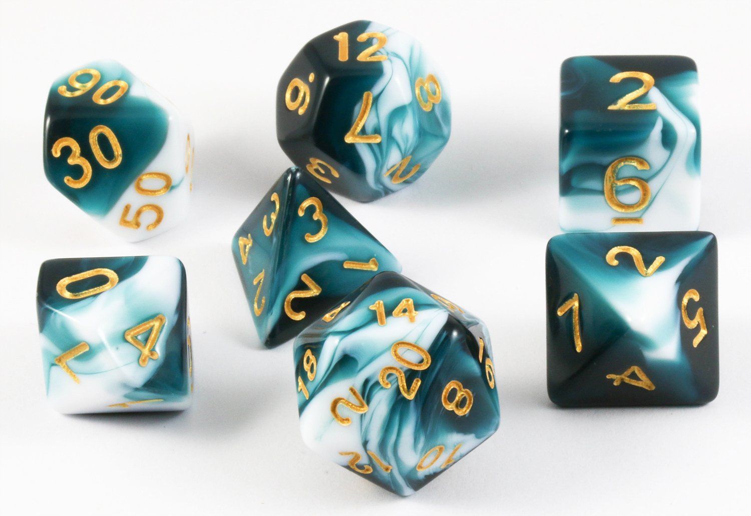 Teal And White Dice Set