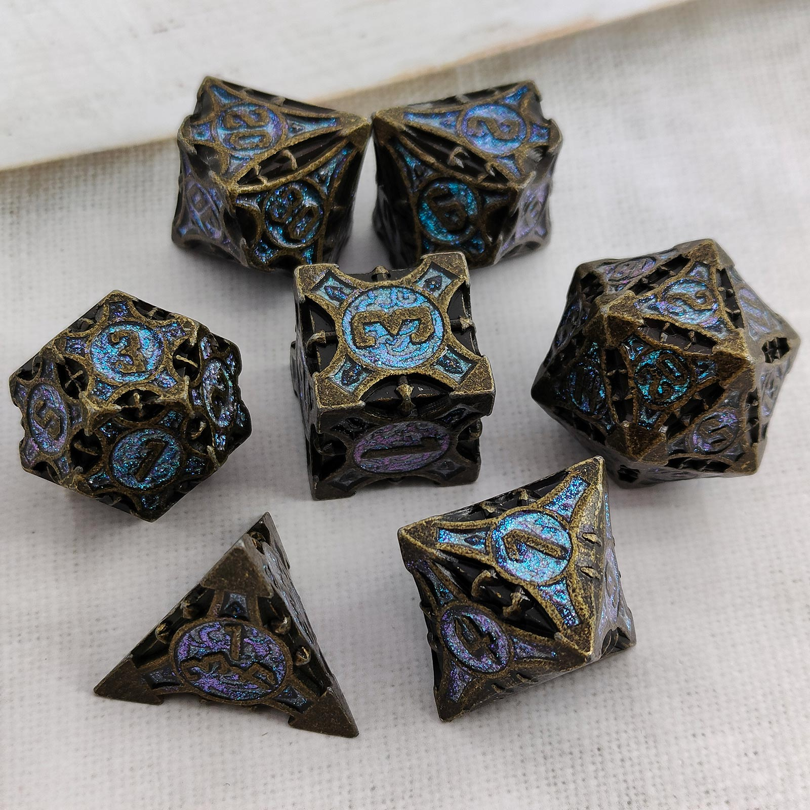 Solid Dragon Pointed Dice Metal Set