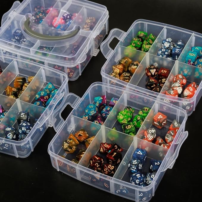(Holds 1200 dice) DND Dice Storage Box with Removable Dividers Multi-Side Dice Plastic Storage Box