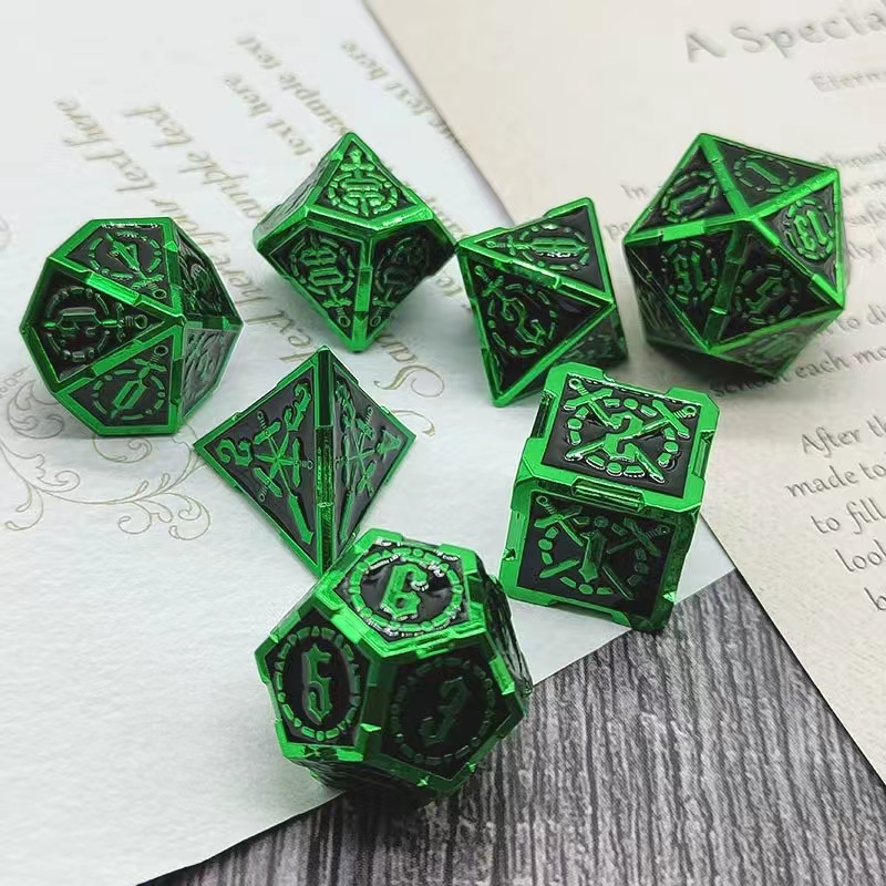 Fighter Bloodthirsty Metal Polyhedral 7 Dice Set