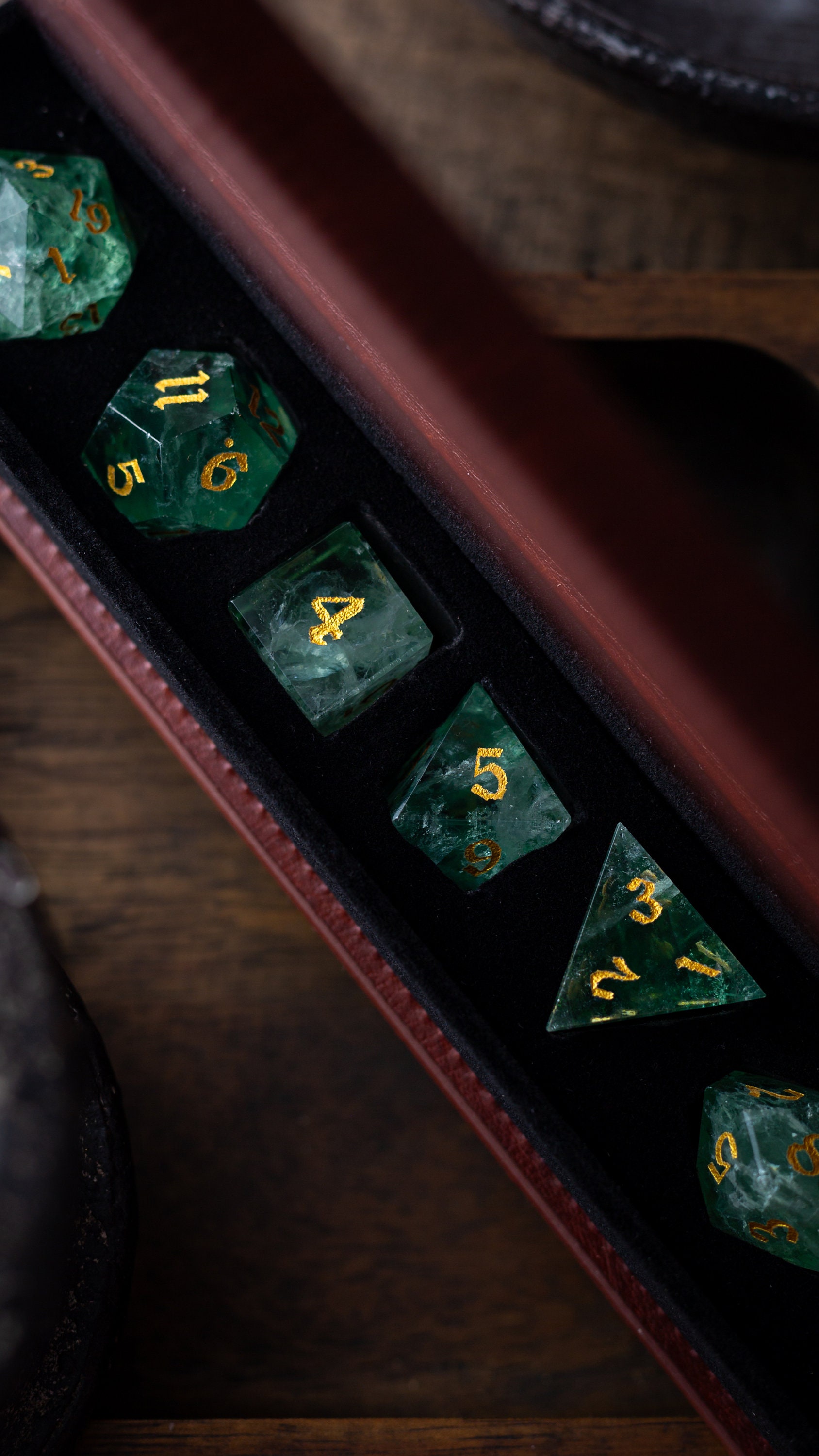 Green Fluorite Gemstone Dice (Chlorophane) Hand Carved Polyhedral Dice