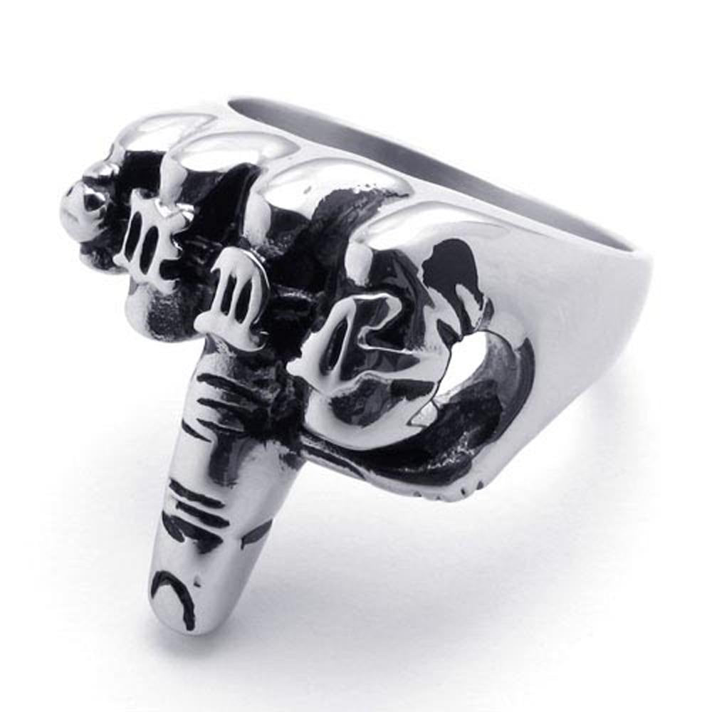 Mens Biker Rings Stainless Steel Middle Finger Hip Hop Punk Ring for Men Women
