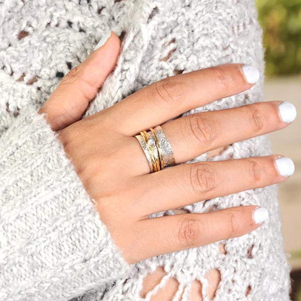 Sterling Silver Moonstone Meditation Ring