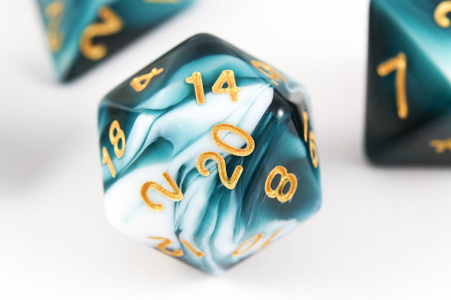 Teal And White Dice Set