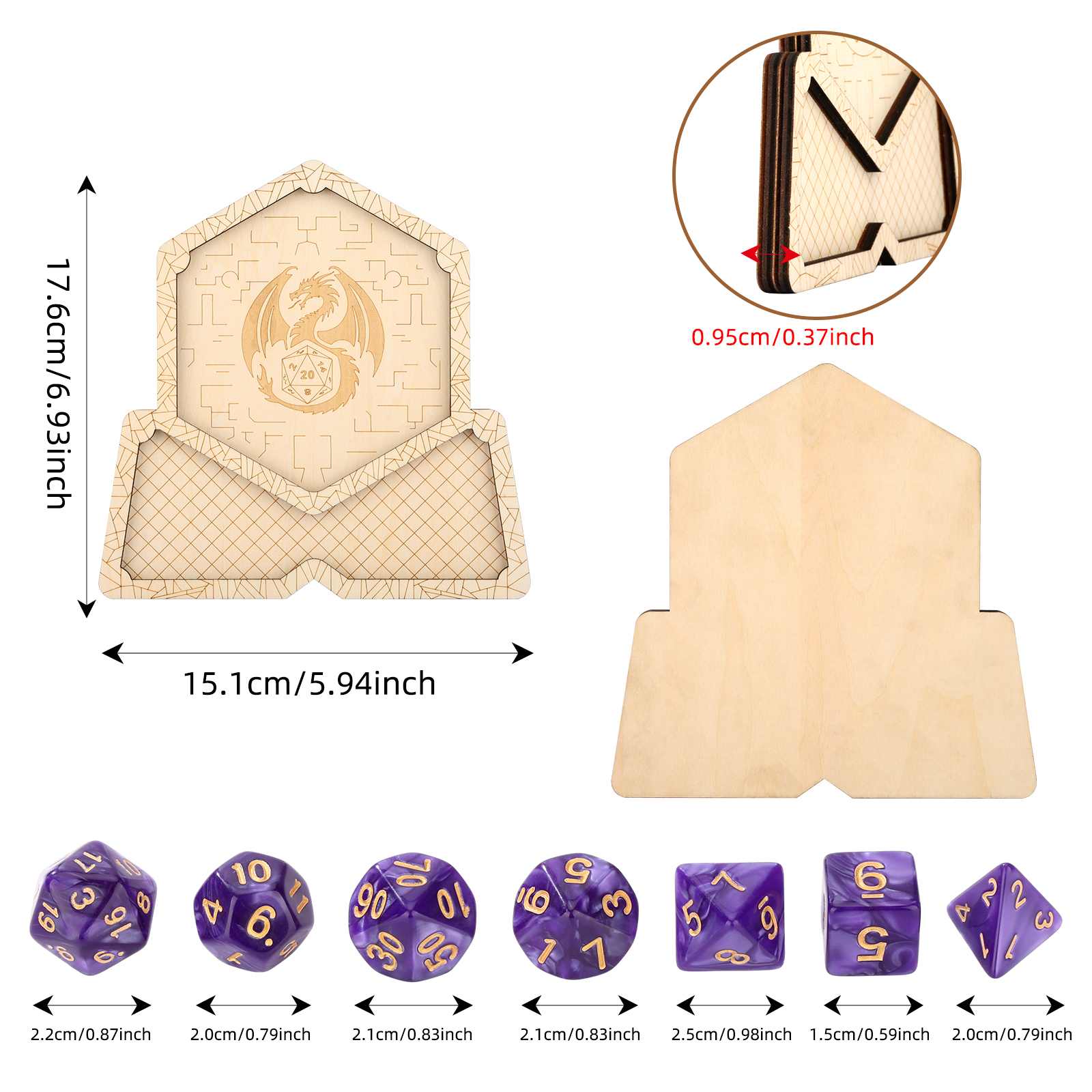 Foldable Wooden Dice Tray & Storage Box