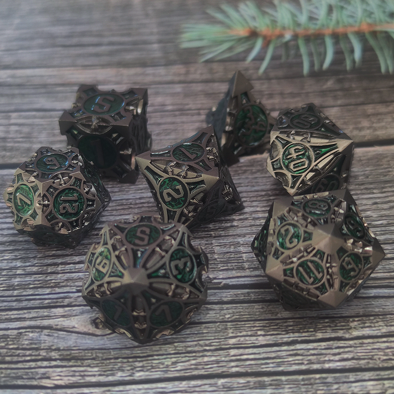 Solid Dragon Pointed Dice Metal Set