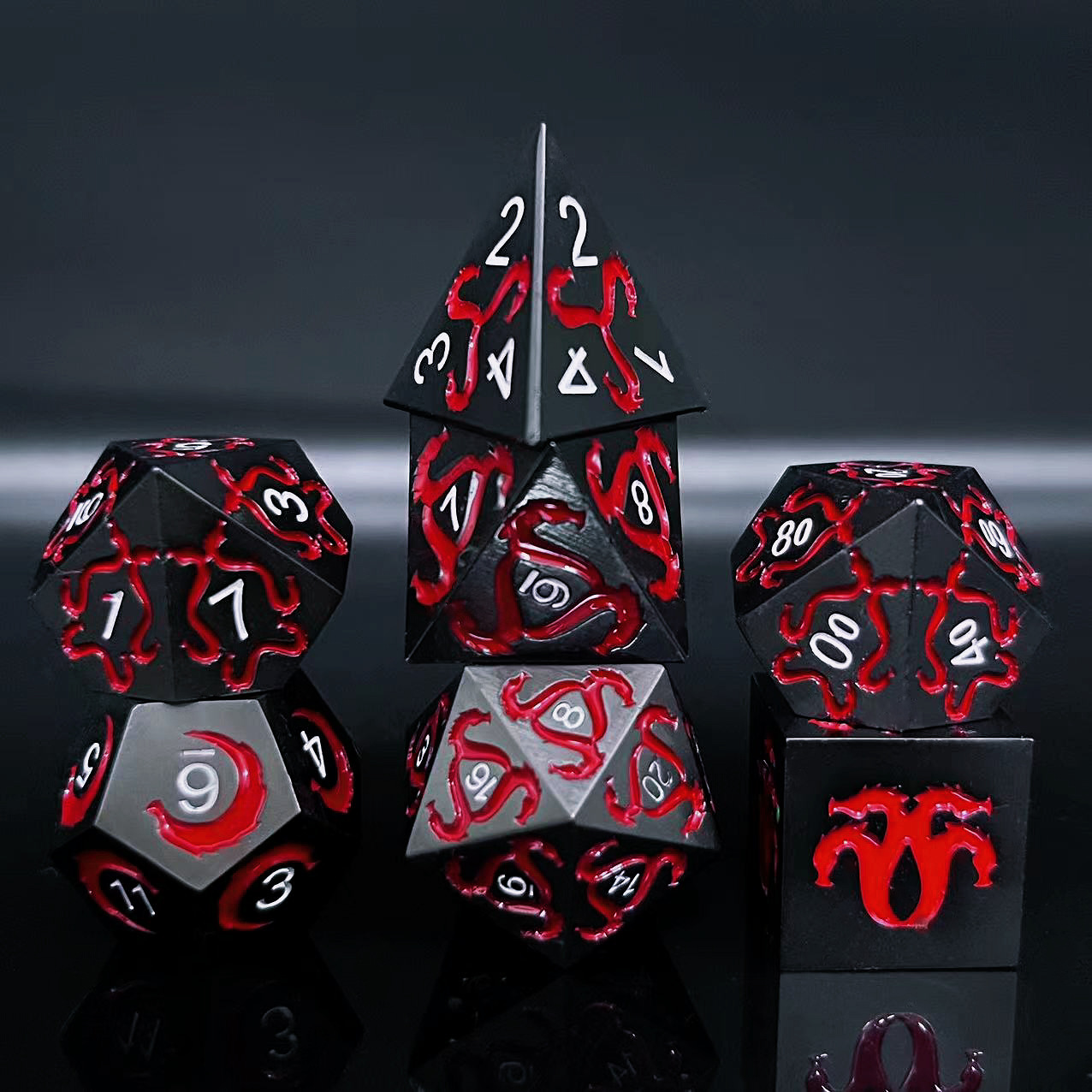 Metal solid dice dnd dragon and dungeons metal dice set