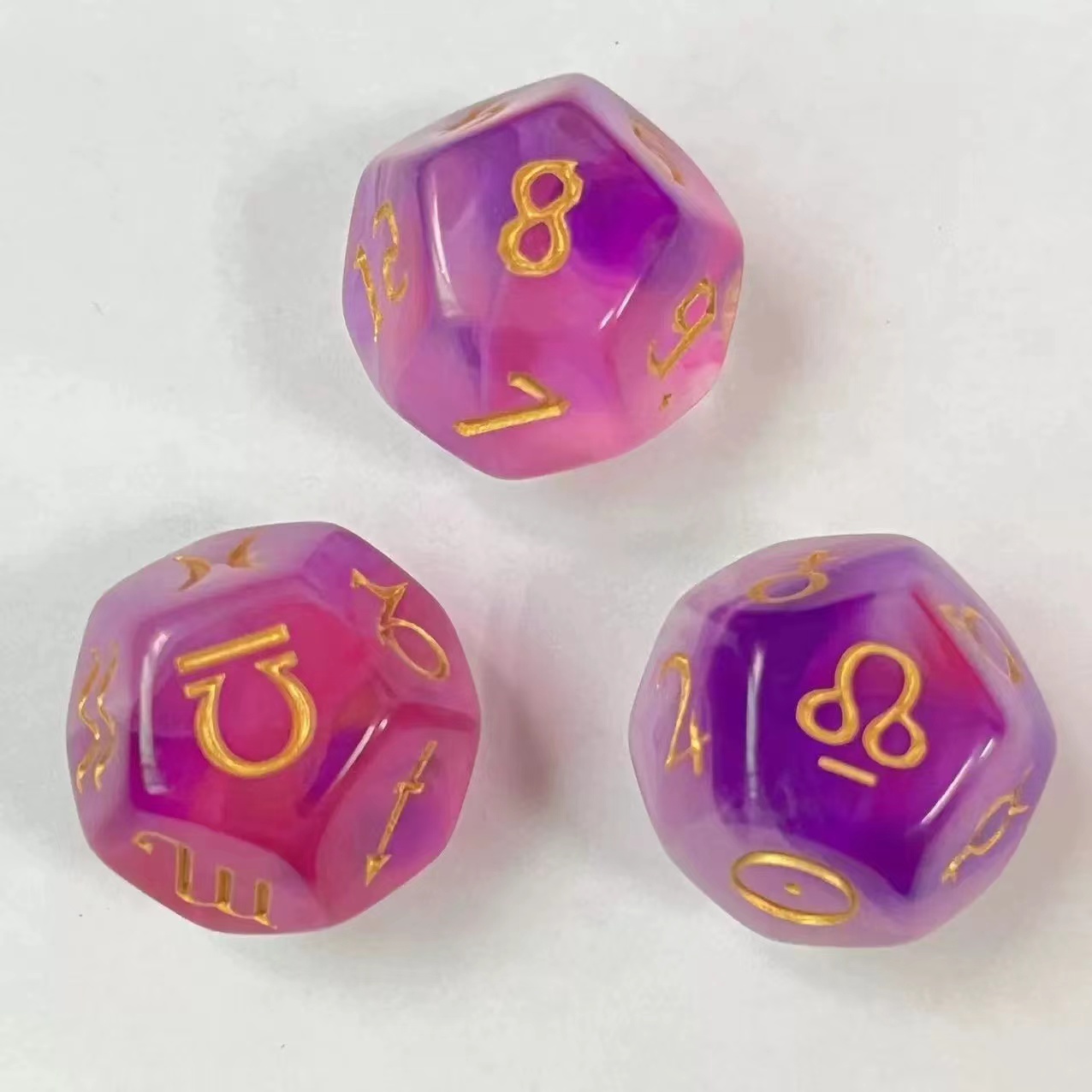 3Pcs  12-Sided Rune Dice Love Destiny Dice for Divination Astrology Tarot Cards
