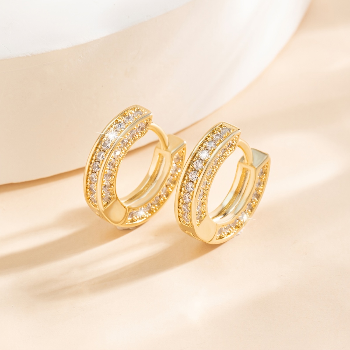 14K Gold Plated Zircon Hoop Earrings Cuff Hoop Earrings For Women Women's Elegant Jewelry Women's Accessories