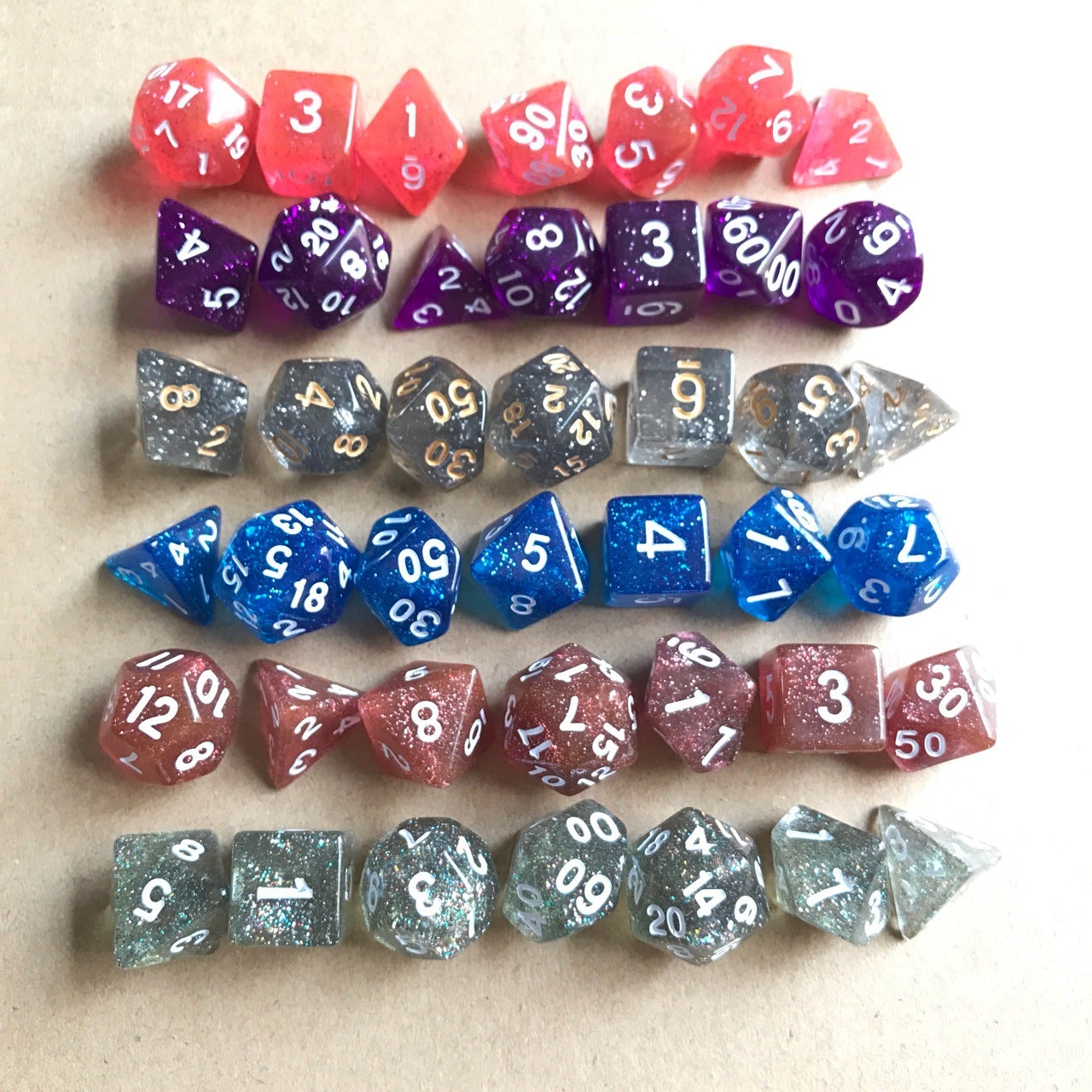 7pcs/Set Classic Shimmering Glitter Dice Set