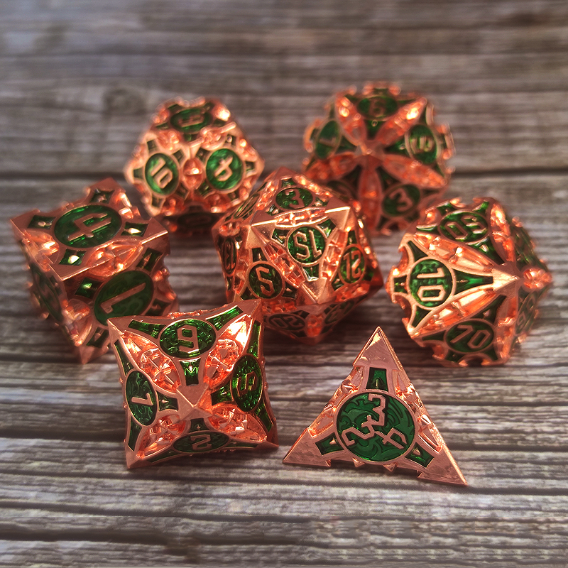 Solid Dragon Pointed Dice Metal Set