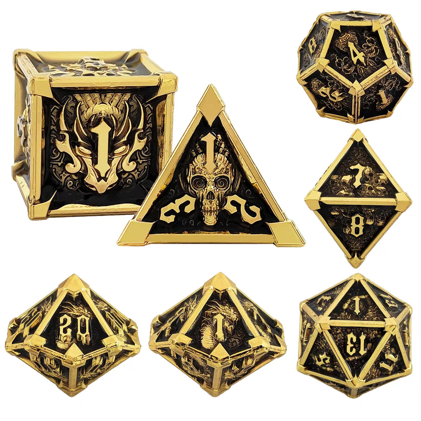 Metal Dragon Skull Octopus Dice Set