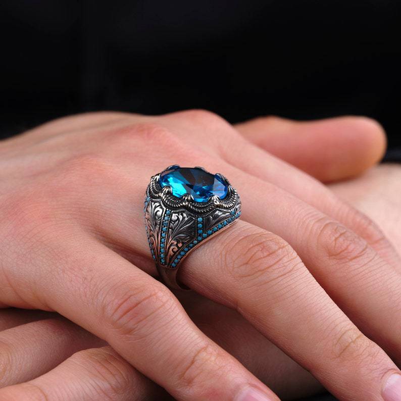 Diamond Blue Zircon Ring
