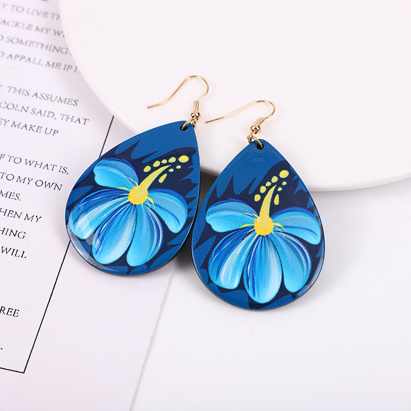 Teardrop Flower Acrylic Earrings