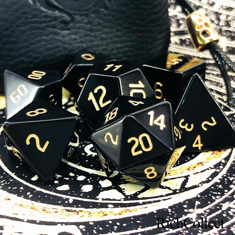 Black yellow DnD Dice Set